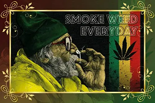 Marijuana Dope Smoke Theme Metal Tin Sign 8x12 Inch Home Kitchen Travel Decor Retro Tin Sign