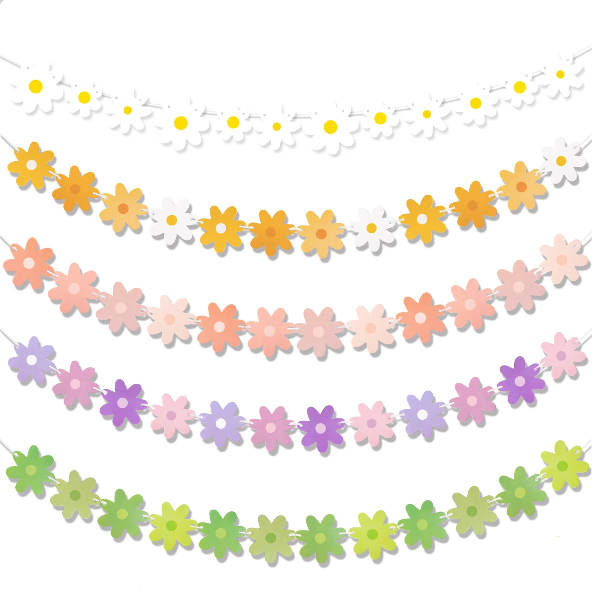 

Daisy Boho Banner Birthday Party Colorful Daisy Flower Flag Pull Garland for Hippie Party Birthday Wedding Baby Shower decor