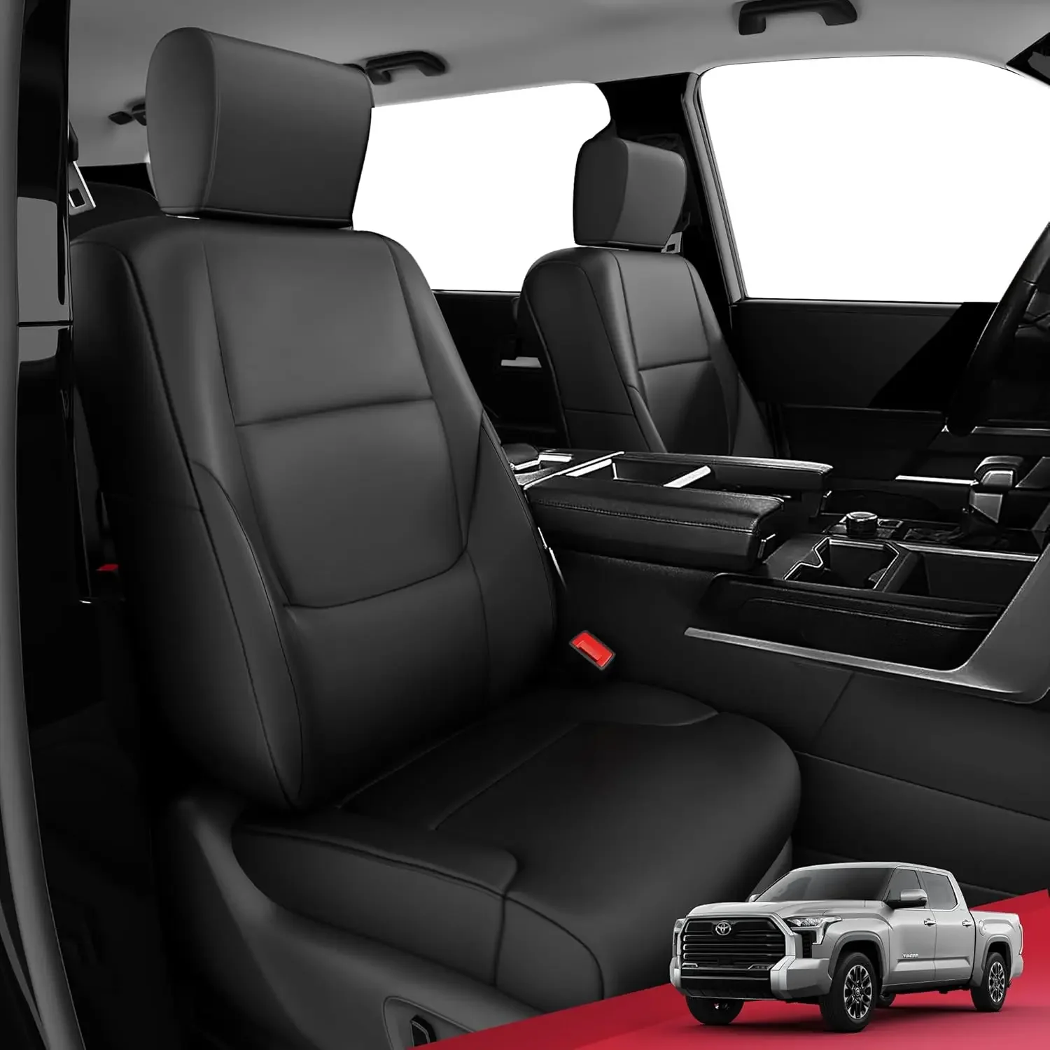 

Для Tundra 2014-2021 Полный комплект чехлов на автомобильные сиденья из искусственной кожи, подходят для Toyota Tundra Crewmax Cab, индивидуальные чехлы на сиденья грузовика, черные