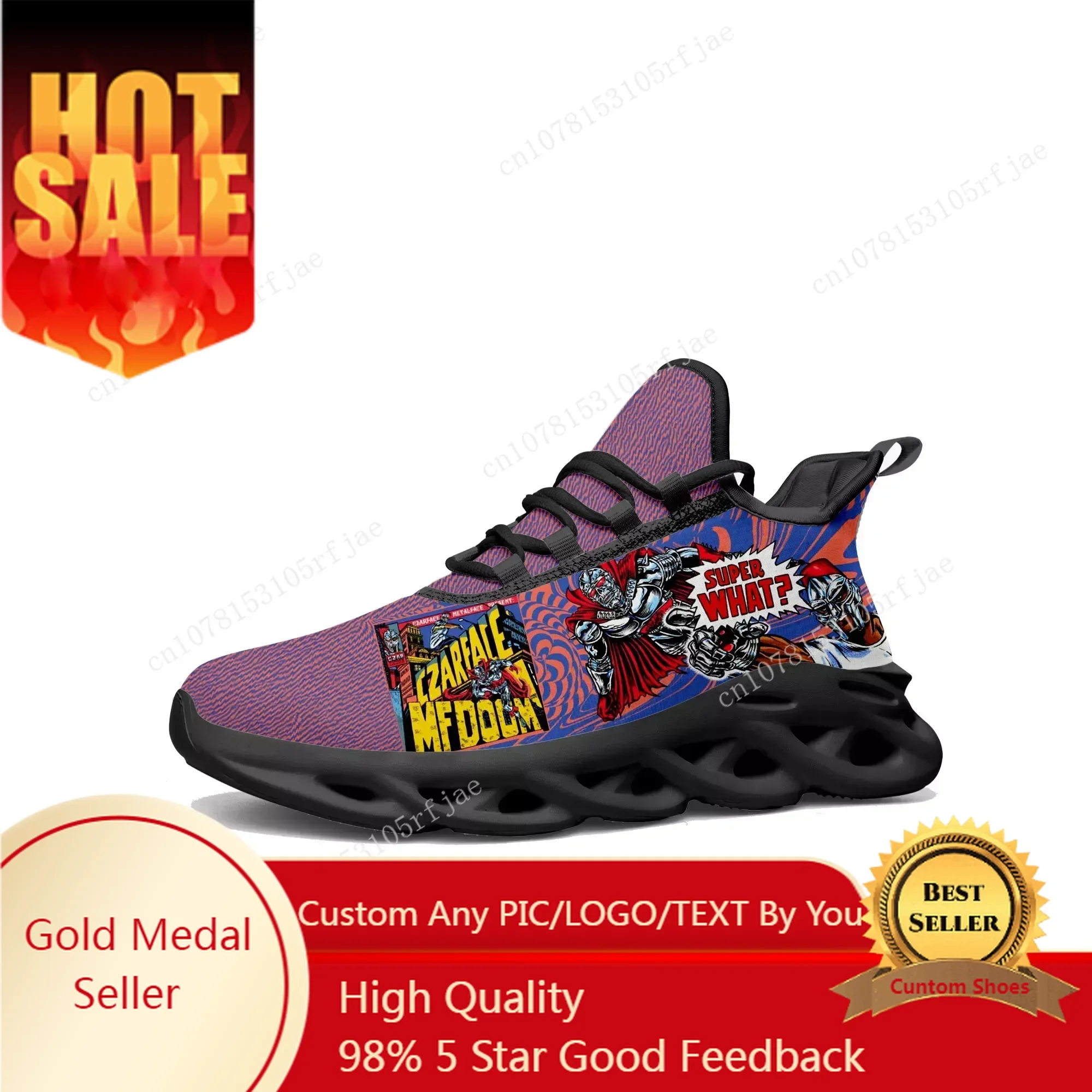 

MF Doom Flats Sneakers Mens Womens Hot Hip Hop Rapper Sports Running Shoe Sneaker Lace Up Mesh Footwear Tailor-made Shoe Black