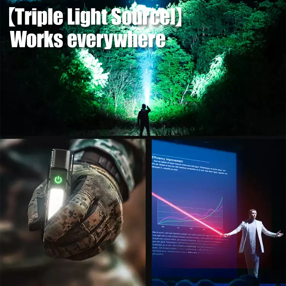 SKYRAY SM55 Red Laser EDC Flashlight 18650 Rechargeable Torch 600LM MINI Led Light with Magnetic for camping night-walking view 4