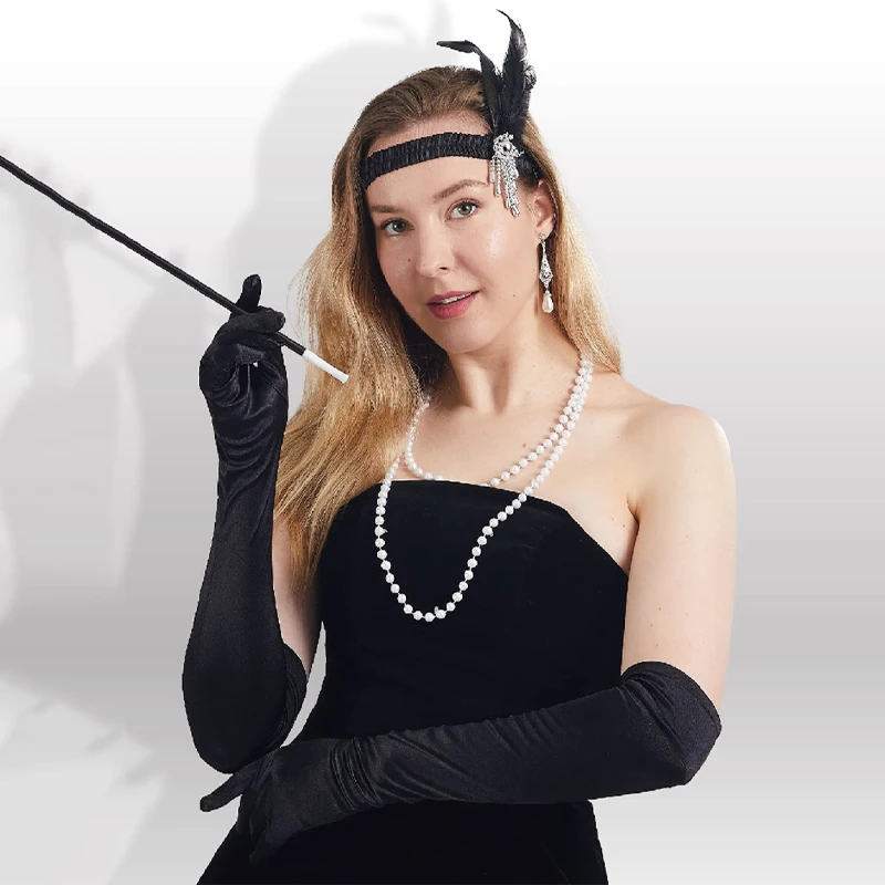 女性のイブニングパーティーミトンロングオペラパーティー手袋女性のための 1920 年代サテン手袋コスチューム肘丈ブライダルイブニングドレス