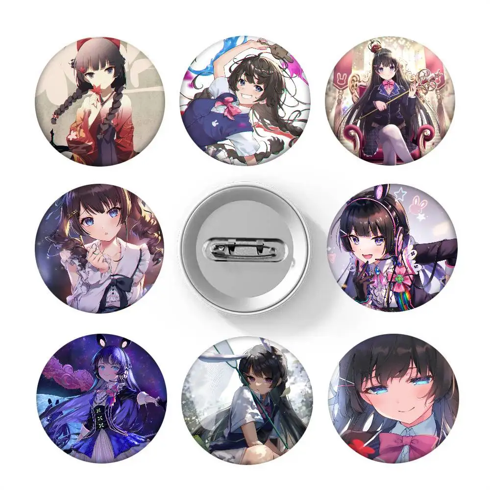 Anime Virtual Idol Tsukino Mito Round Badge Lapel Pin Backpack Clothing Jewelry Accessories Gift Brooch