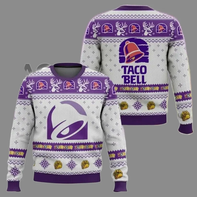 تاكو بيل سترة قبيحة مضحك عطلة حفلة البلوز الدافئة دافئ حجم كبير عيد الميلاد البلوز للرجال النساء أفكار هدية الكريسماس الأرجواني #4