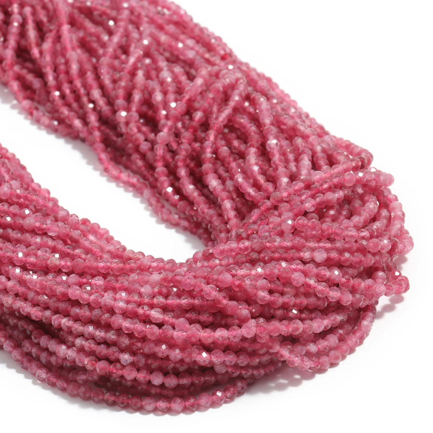 Großhandel Facettierte 2 3 4mm Naturstein Rosa Turmalin Perlen Runde Kleine Lose Perlen für Schmuckherstellung DIY Armbänder Halsketten – Detail 1