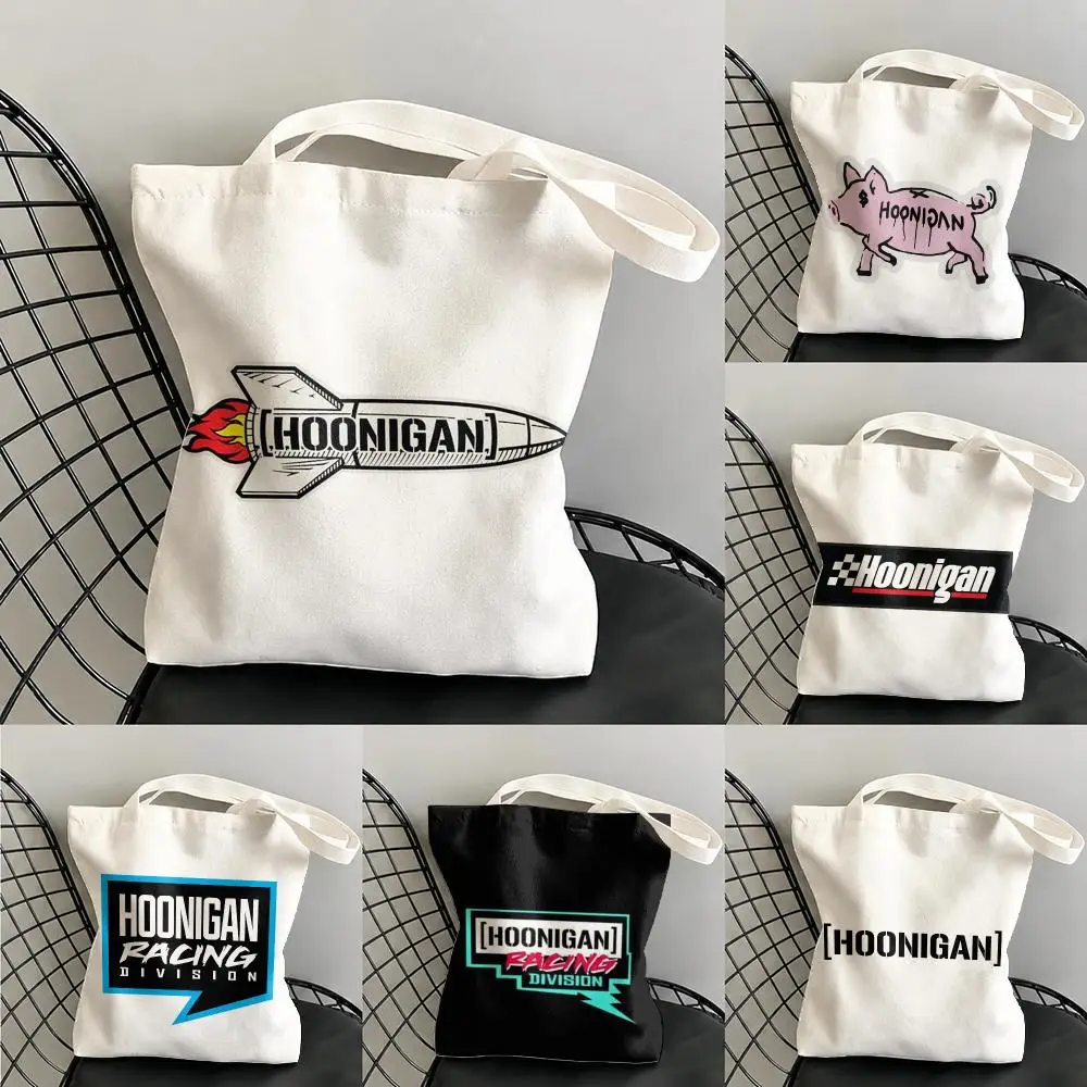 H-Hoonigan Racing car Storage Bags Canvas Double-Sided Print Beach Bag Durable Handbag Shoulder Travel Bag Gift