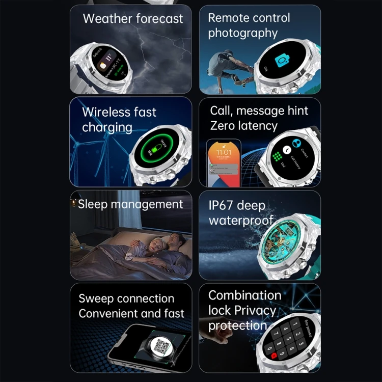 TJXL-스톡 제공 1.43인치 WS-37 AMOLED IP67 방수 건강 모니터링 스마트워치 Jerry 7012-A6 (Fere Fit 앱 포함)