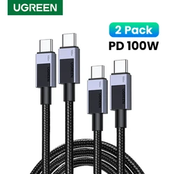 [2 Pack] UGREEN USB C Cable PD100W Fast Charging for Laptop MacBook iPhone 17 16 Samsung S26 Xiaomi 5A E-marker Chip Type-C Cord