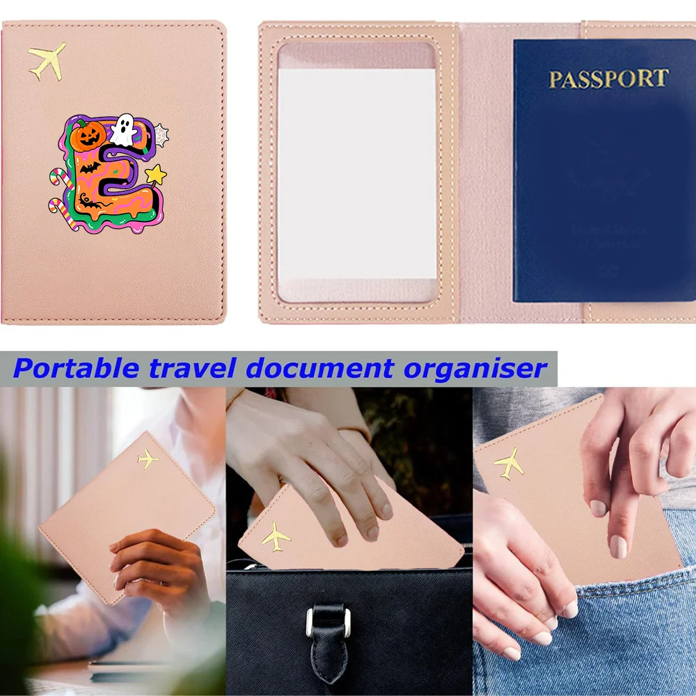 Durable PU Passport Cover Id Card Holder Protective Cover Portable Travel Accessories Unisex Candy Letter Pattern