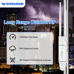 Wonlink 1200Mbps Outdoor Access Point 48V POE Wifi Router /Repeater 5G+2G Weatherproof Long Range Omnidirectional Antena Extend