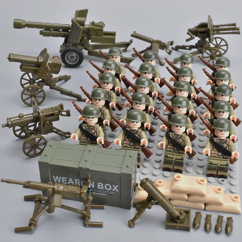 Zweiter Weltkrieg Infanterie, Militärsoldaten, Krieg, Nationalarmee, Mini-Gewehrmodell, Bausteine, Bausatz, Montage-Spielzeug – Detail 12