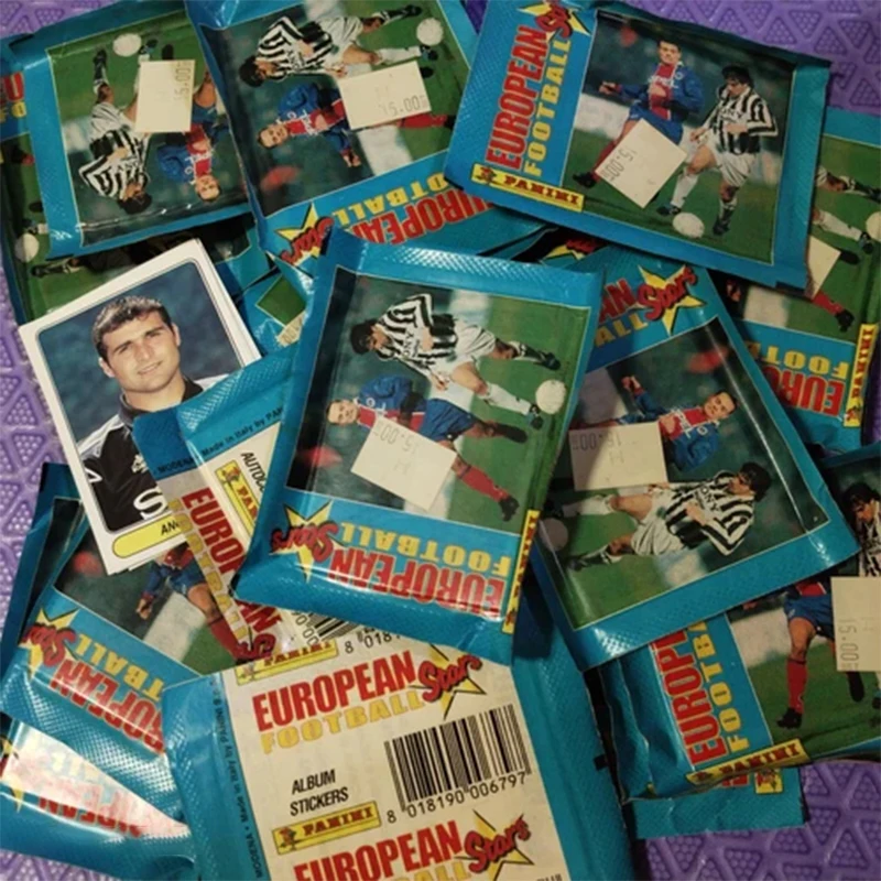 Panini Europese voetbalsterren uit 1998, voetbalhandelsstickers, doos, willekeurige keuze, individueel verpakt