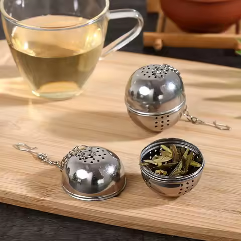 Corrosion Resistance Easy To Clean Stainless Steel Oval Kitchen Filtering Tennis Ball Tea Leak Mesh Seasoning Ball Tea Infuser