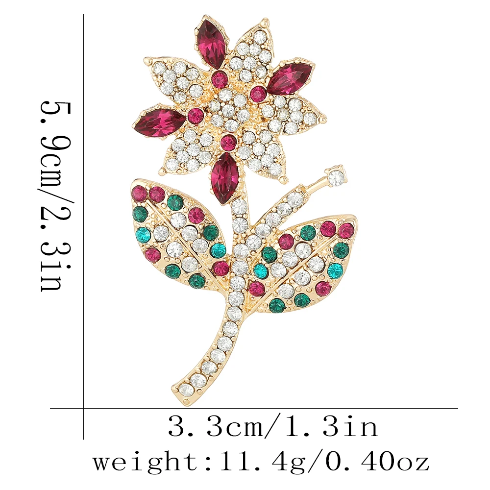 المرأة الفاخرة كامل ملون كريستال زهرة التلبيب دبابيس الفتيات المبهر حجر الراين الصدار دبابيس الحفلات الذهبية