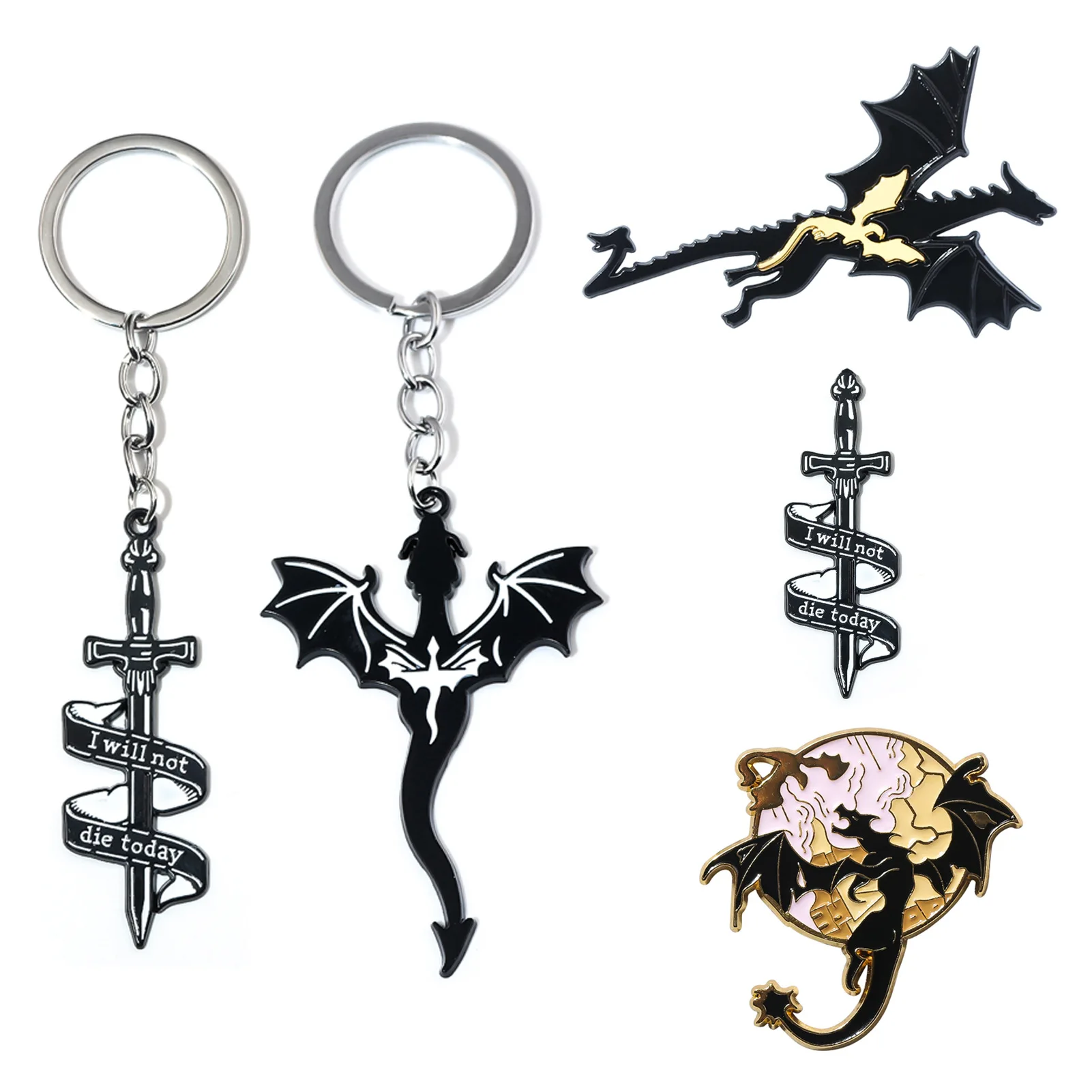 Fourth Wing Black Dragon Keychain Brooch Pendant Car Keychain Hand Jewelry For Men And Children Gift Accessories wholesale