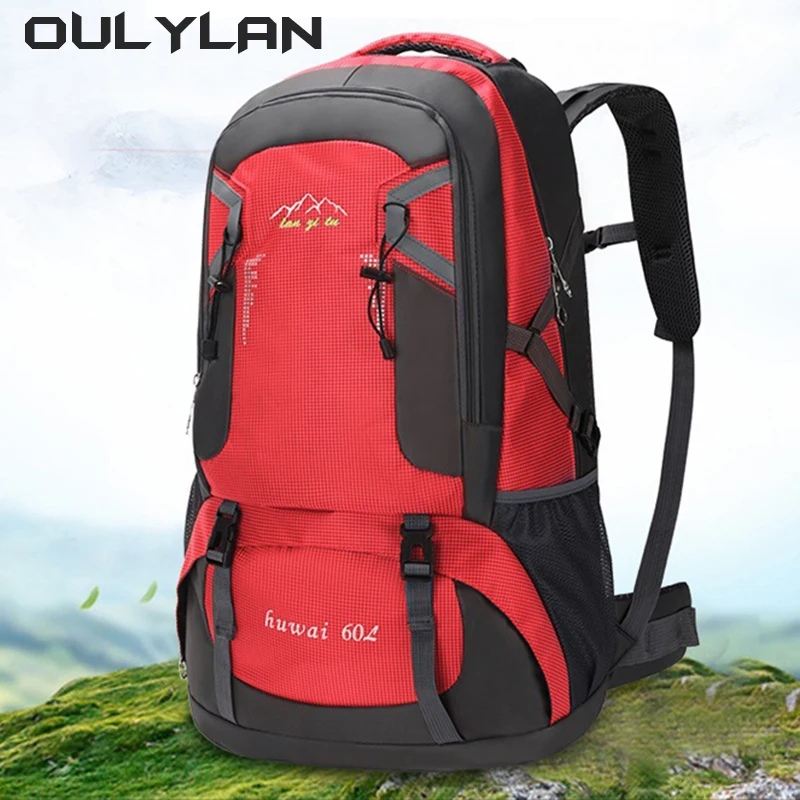 60L Large Capacity Backpack Outdoor Mountaineering Bag Women Men Waterproof Nylon Travel Bag Leisure Sports Tourism Luggage Bags