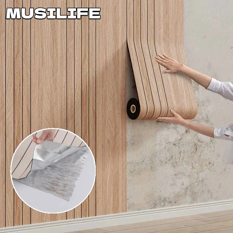 

Самоклеящиеся водостойкие виниловые обои для ремонта гостиной, настенные панели из искусственного дерева, наклейки на стену, премиальный домашний декор