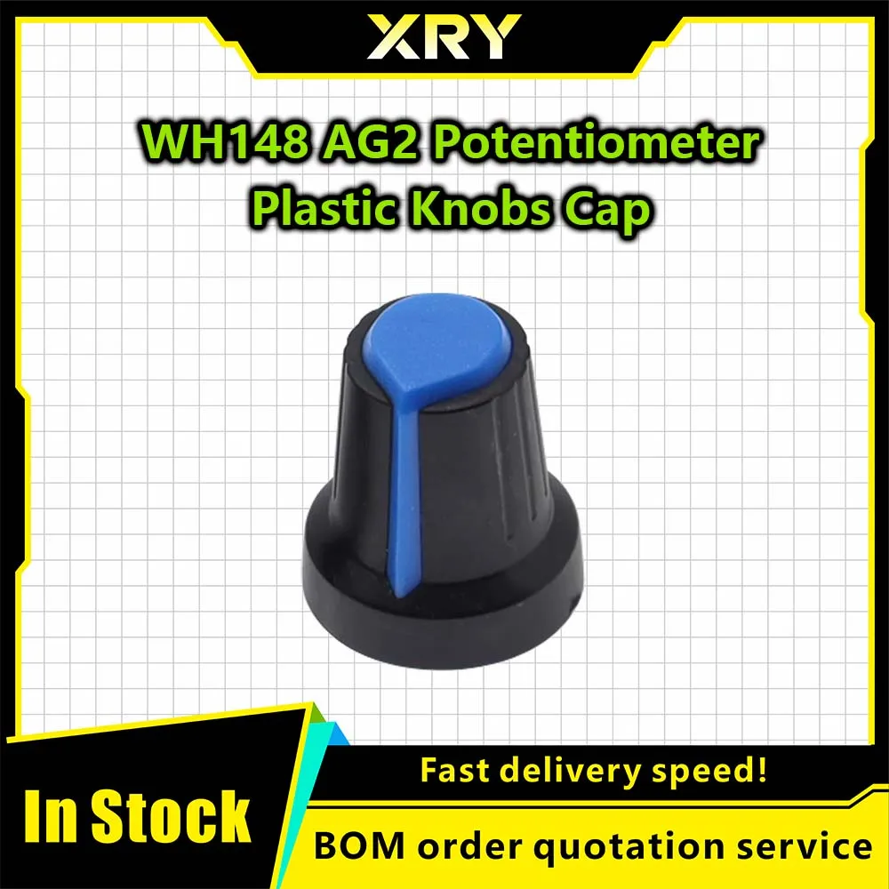 XRY 50PCS/lot WH148 Potentiometer Knob Kit Plastic Knobs Cap 6mm Shaft Hole AG2 Yellow Orange Blue White Red