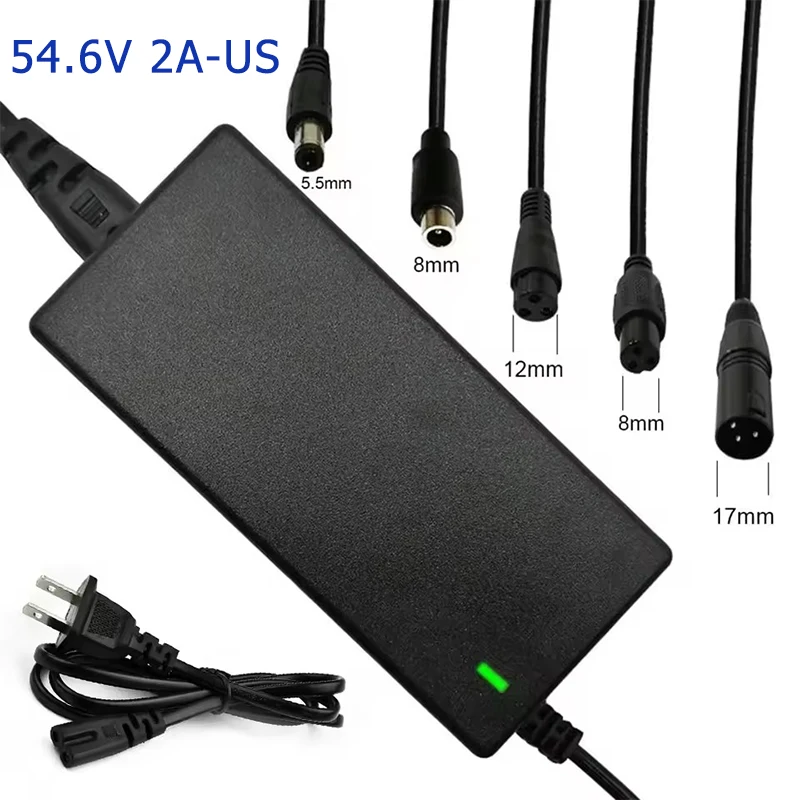 42V 54.6V 2A Batterij Power Adapters Voor Lithium Batterij AC100-240V 36V 48V 2A Lithium batterij Oplader 5 Stekkers EU/US Plug