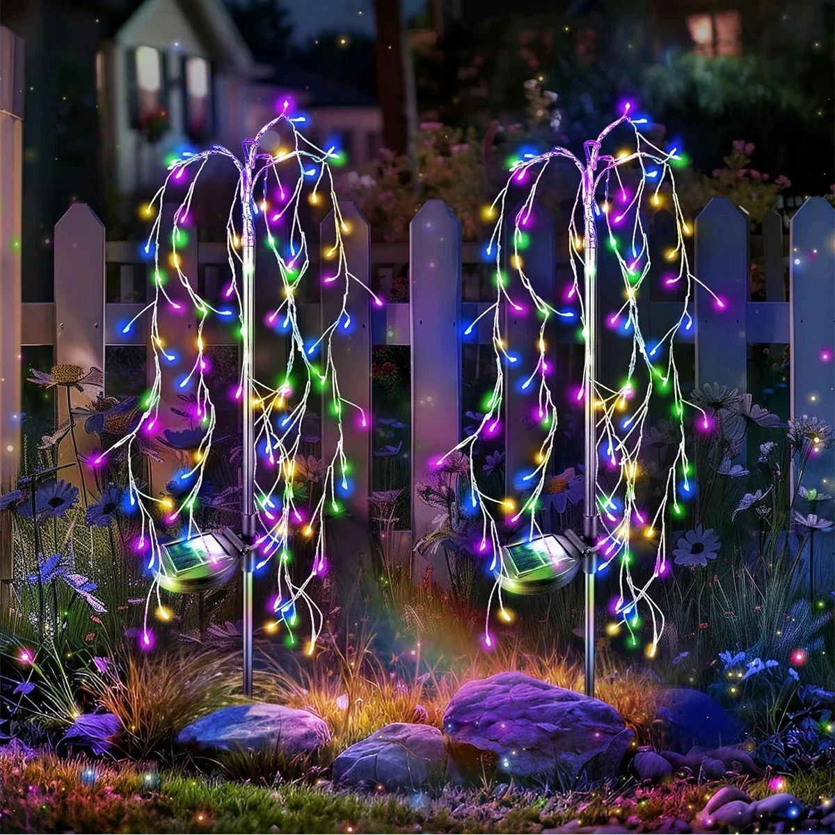 Solar Garden Lights Weeping Willow Solar Lawn Lamp Landscape Yard Waterproof Outdoor Christmas Branches Decoration