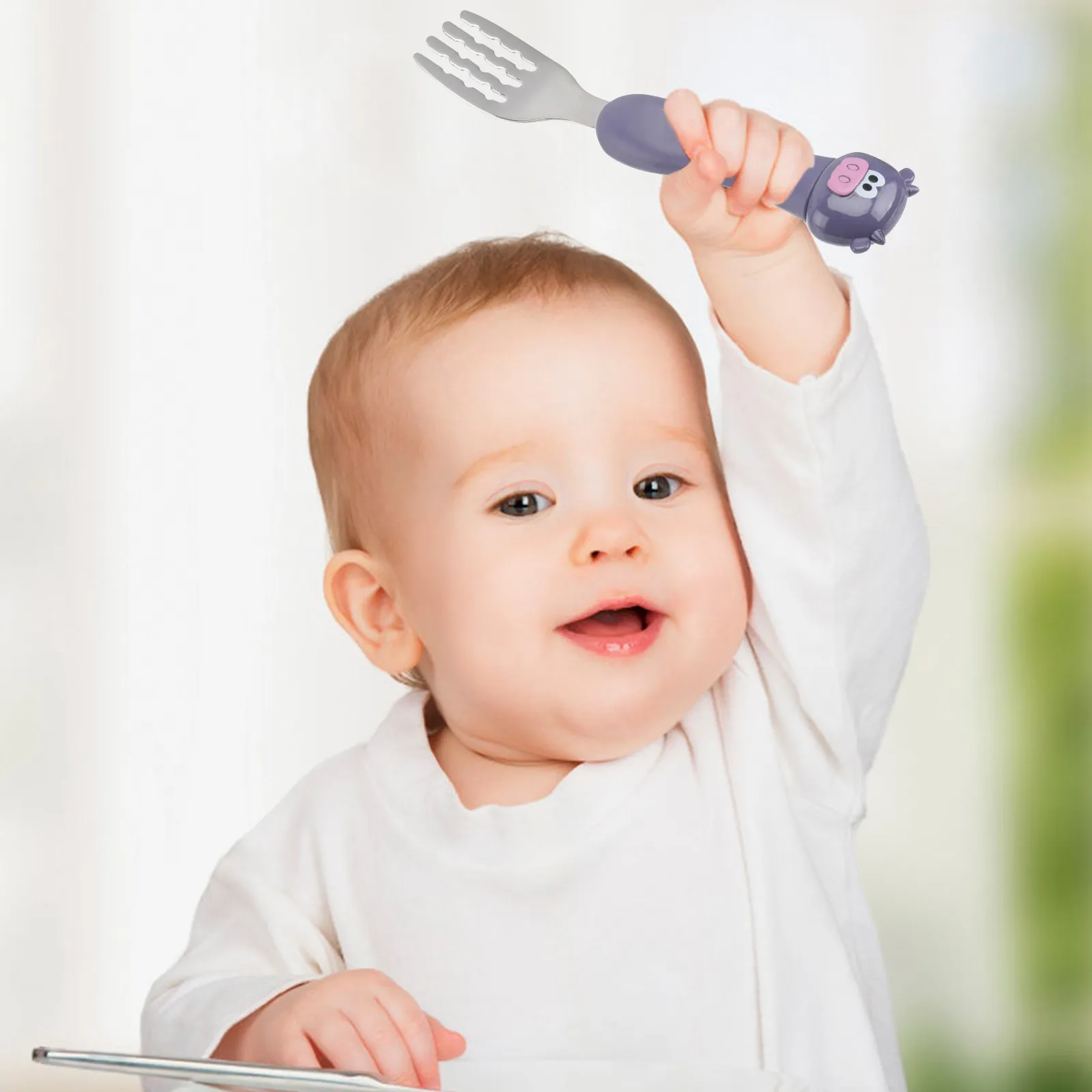 1Set Children Stainless Steel Cutlery Set Cartoon Animal Stainless Spoon Fork Baby Tableware Portable Kids Cutlery Infant