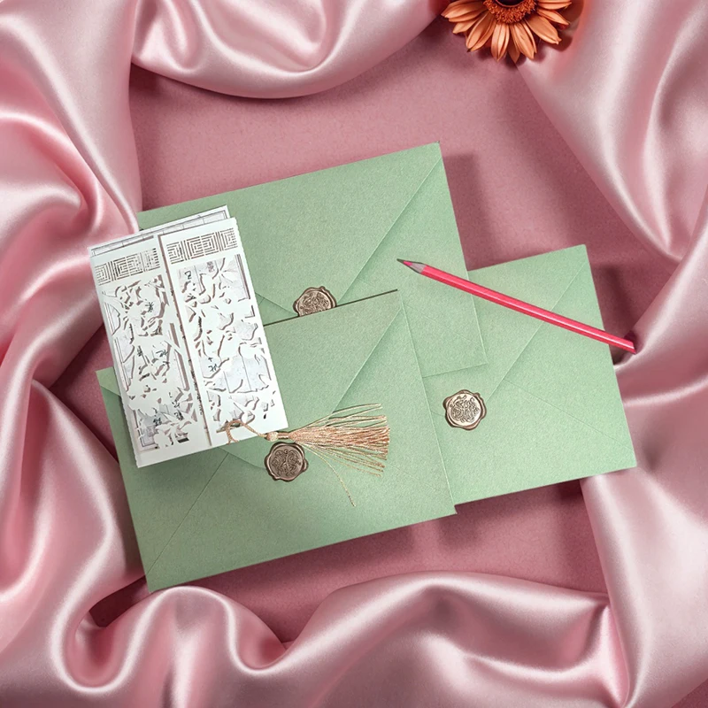 30 pz/lotto 21.5x15.5 cm Buste Verdi per Inviti di Nozze Affari di Alta Qualità 250g Forniture di Cancelleria di Carta Sacchetto di Immagazzinaggio