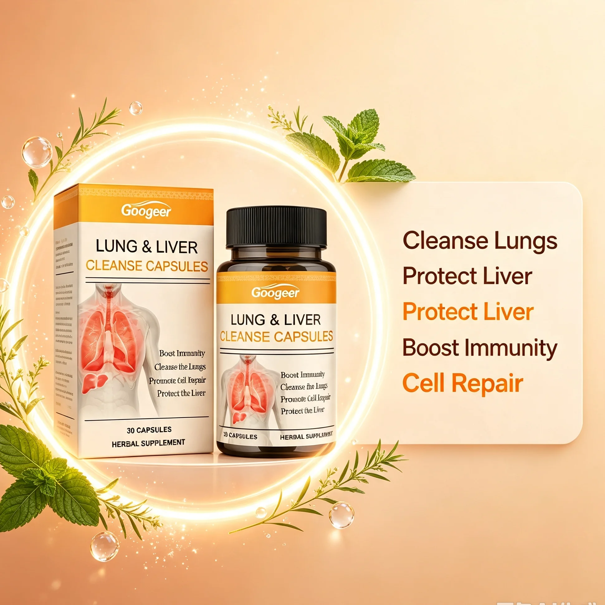 Natural Lung & Liver Cleanse Herbal Capsules Detox Support Respiratory Health Liver Protection Herbal Supplement