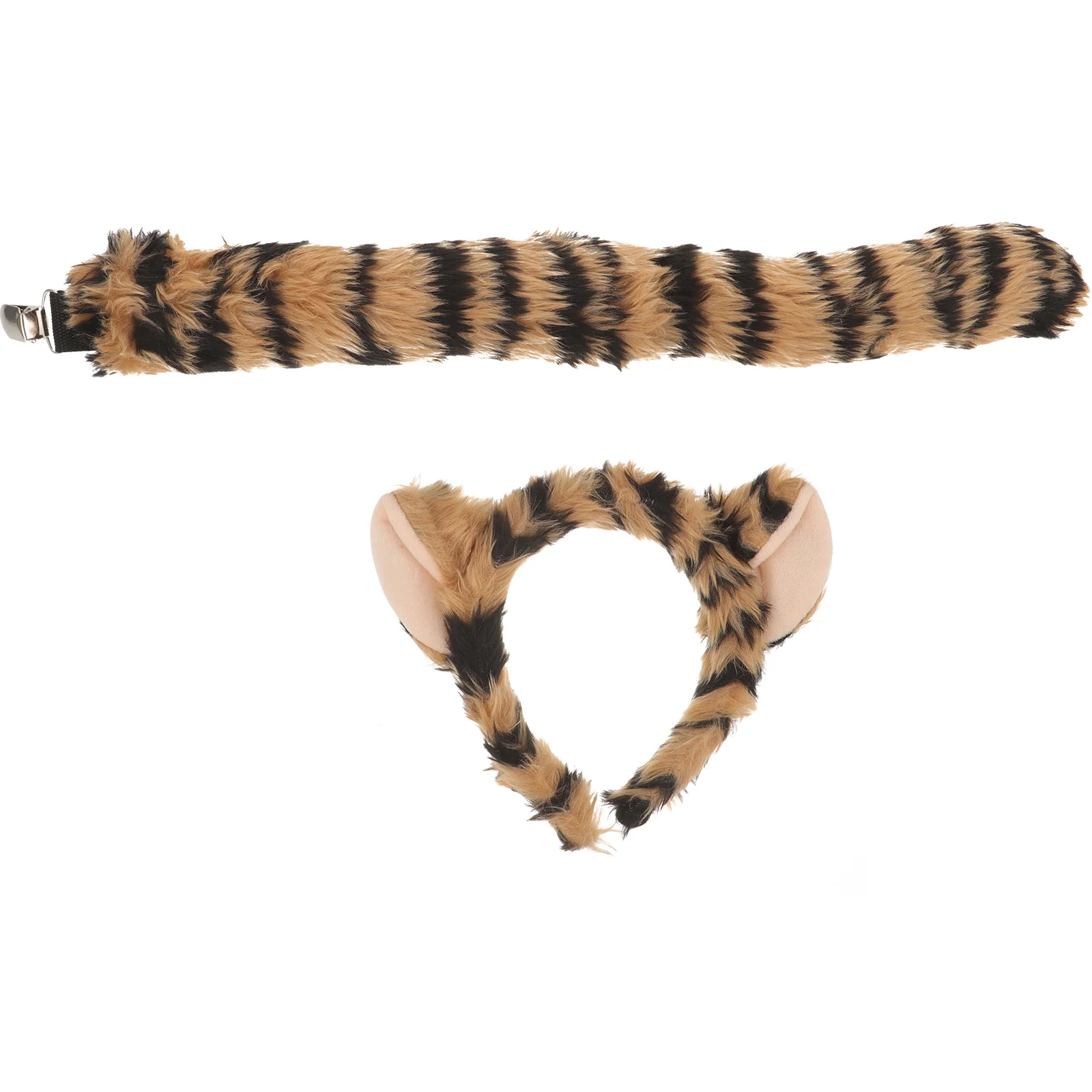 Zestaw Uszy i Ogon Zwierzęcia Wygodny, Puszysty Materiał Dekoracyjne Akcesoria Kostiumowe na Urodziny, Występy Sceniczne, Nowy Rok