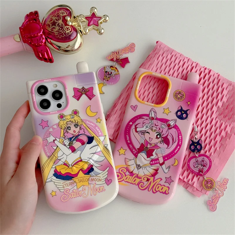 Cute Cartoon Sailor Moon Big Brother Mirror Phone Case for iPhone Apple 15 14  13 12 11 Pro Max Soft Silicone Shockproof Cover