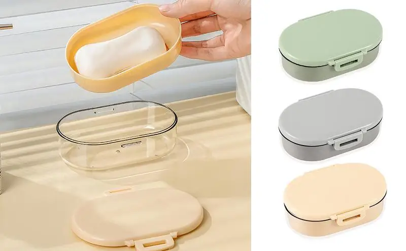 Draagbare Reis Zeep Container Met Deksel En Siliconen Afdichting Ringgesp Ontwerp Veelzijdige Zeepbakje Opbergdoos Voor Thuis