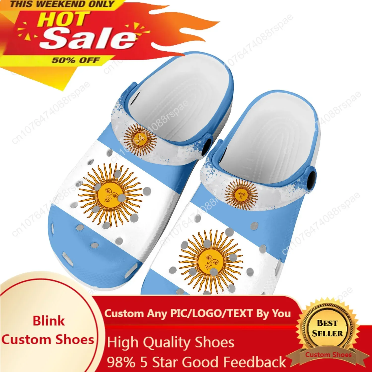 

Argentine Flag Home Clogs Custom Water Shoes Mens Womens Teenager Argentina Shoe Garden Clog Breathable Beach Hole Slippers