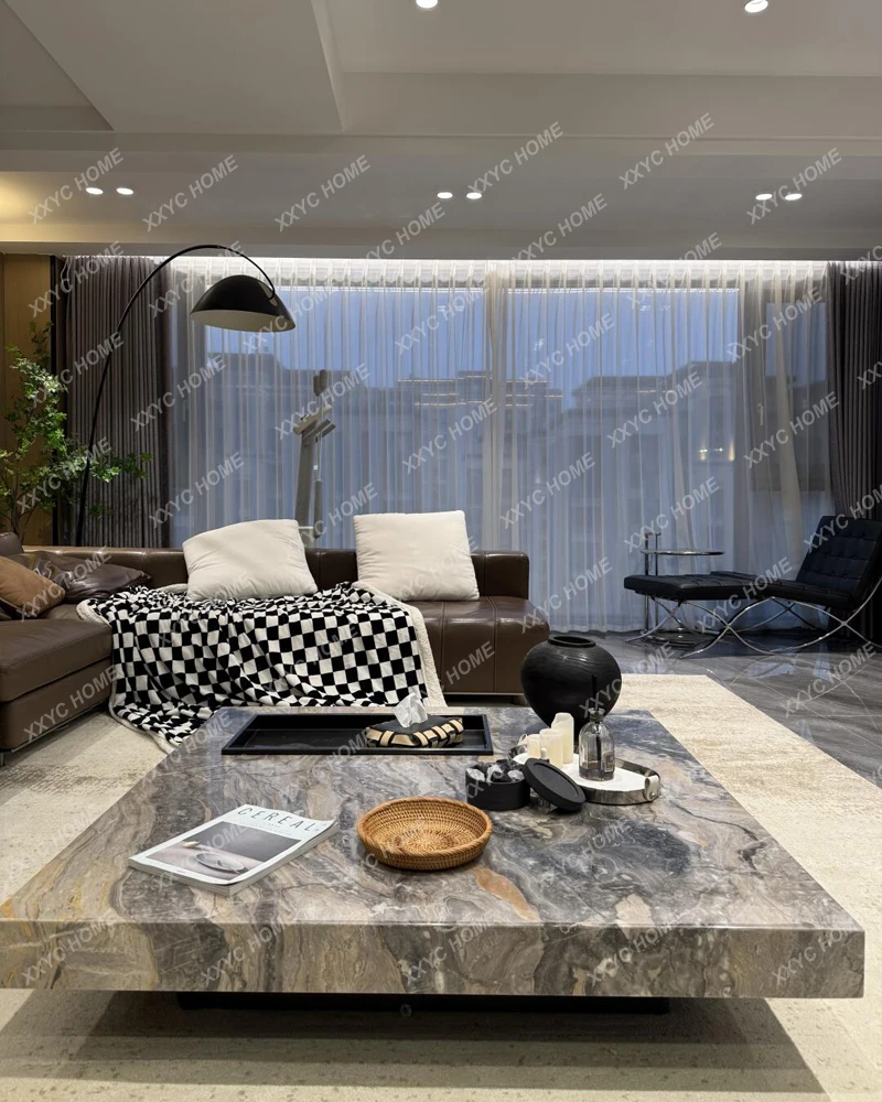 Light luxury natural marble coffee table living room home modern