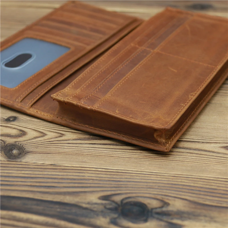 Men's Leather Luxury Wallet Genuine Long Slim Purse Man Money Clip Credit Card Pocket Vintage Clutch Bag Business Purse carteira
