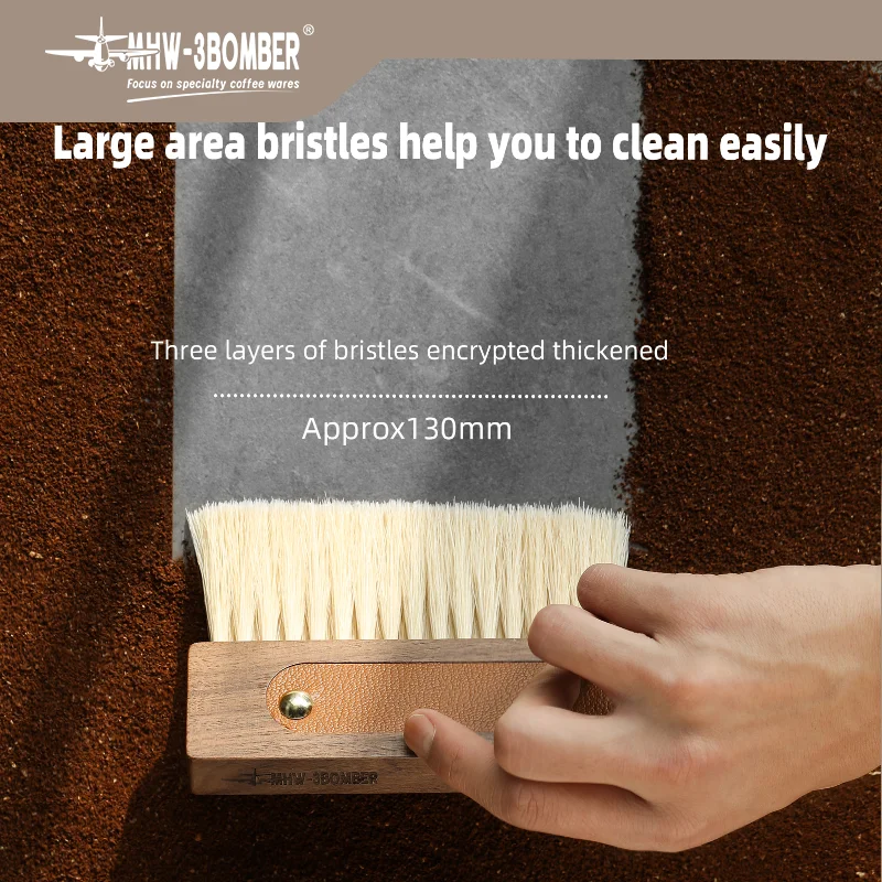 Coffee Bar Cleaning Brush Natural Walnut Wood Handle Dusting Powder Brush for Coffee Table Horsehair Clean Tools Accessories