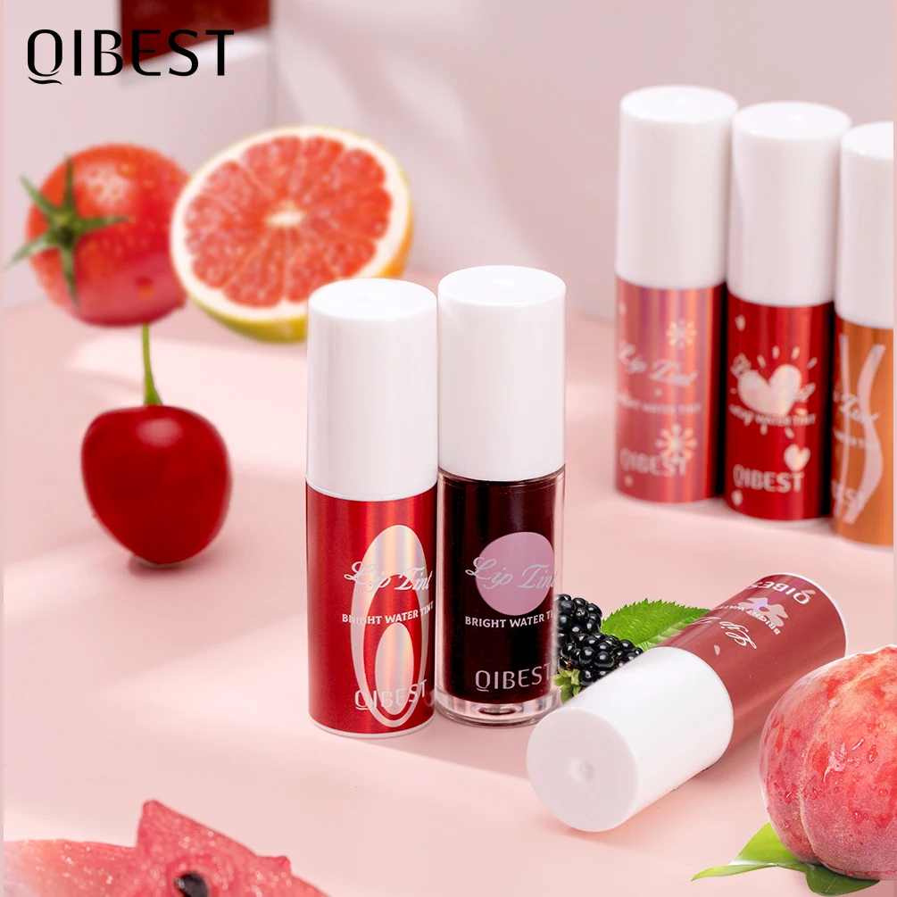 QIBEST-Batom Líquido Hidratante de Longa Duração, Suco de Frutas, Gloss Plumper, Leve, Nutrir, Óleo, Maquiagem, 6 peças