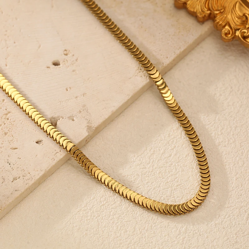 EILIECK Hochwertiges Goldfarbenes Kettenhalsketten-Armband-Set Trendiger Wasserdichter Edelstahlschmuck für Damen Geschenk – Detail 17