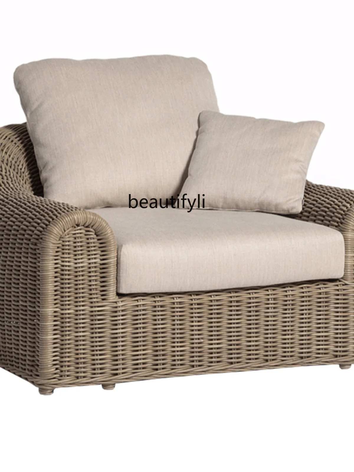 

Outdoor Outdoor Model Room Rattan Sofa Hotel Balcony Three-Seat Outdoor Courtyard Rattan Sofa