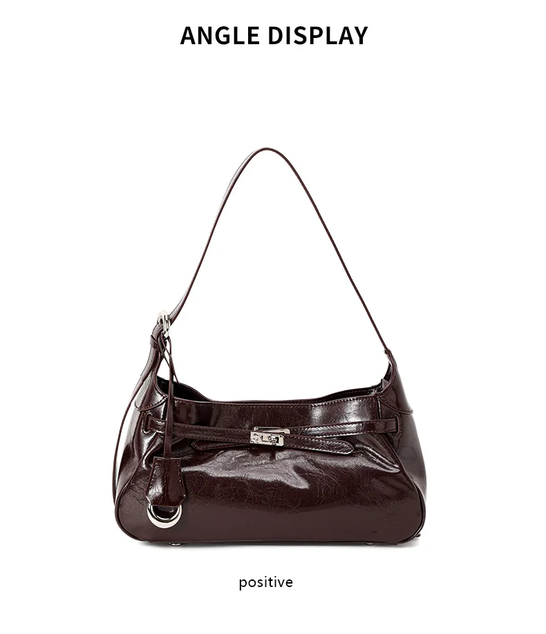 Aidrani Damen-Schultertasche aus echtem Rindsleder mit Anhänger, geräumige Crossbody-Reisetasche im Hobo-Stil – Detail 9