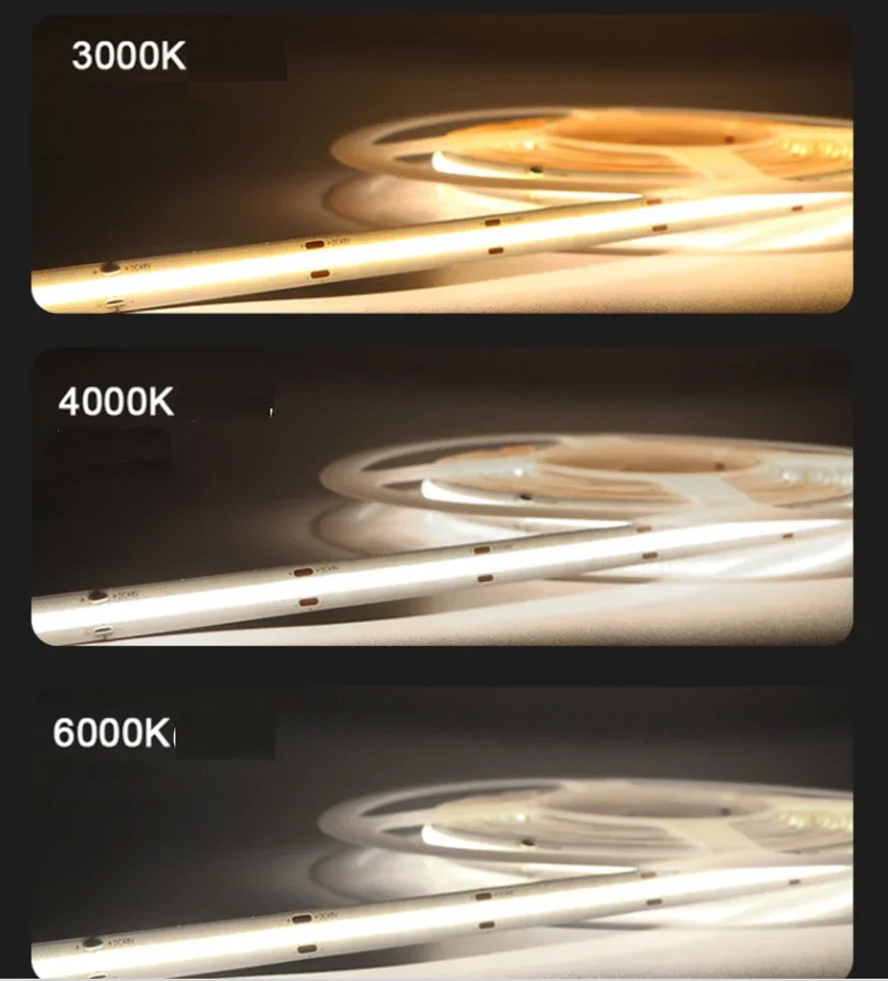 10m 20m 30m No End Drop 48V C0B Flexible Soft LED Strip Exhibition Hall Museum Corner Wall Light 3000K Nature White 4000K 6000K