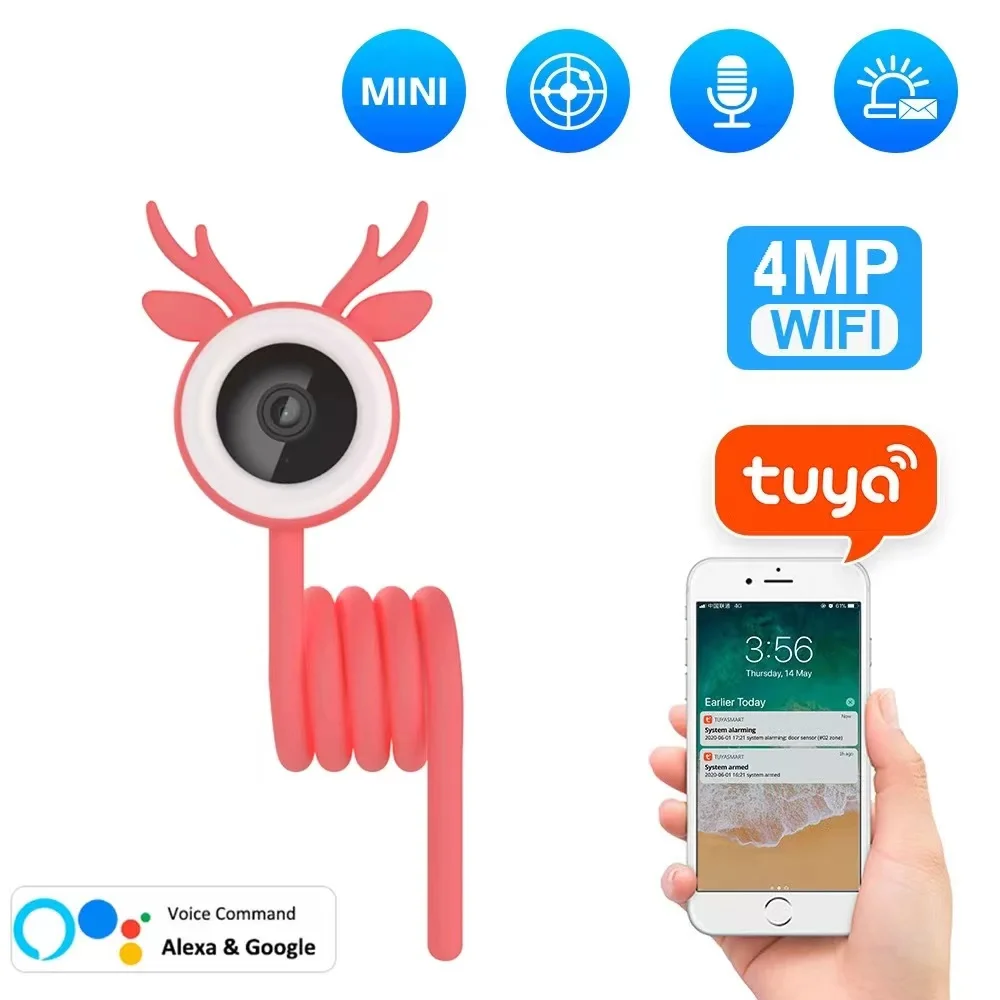 Tuya Smart Camera 4MP HD Night Vision 2.4G WiFi Webcam IP Camera Mini PTZ 360 Pet Baby Monitor Smart life APP for Home Security