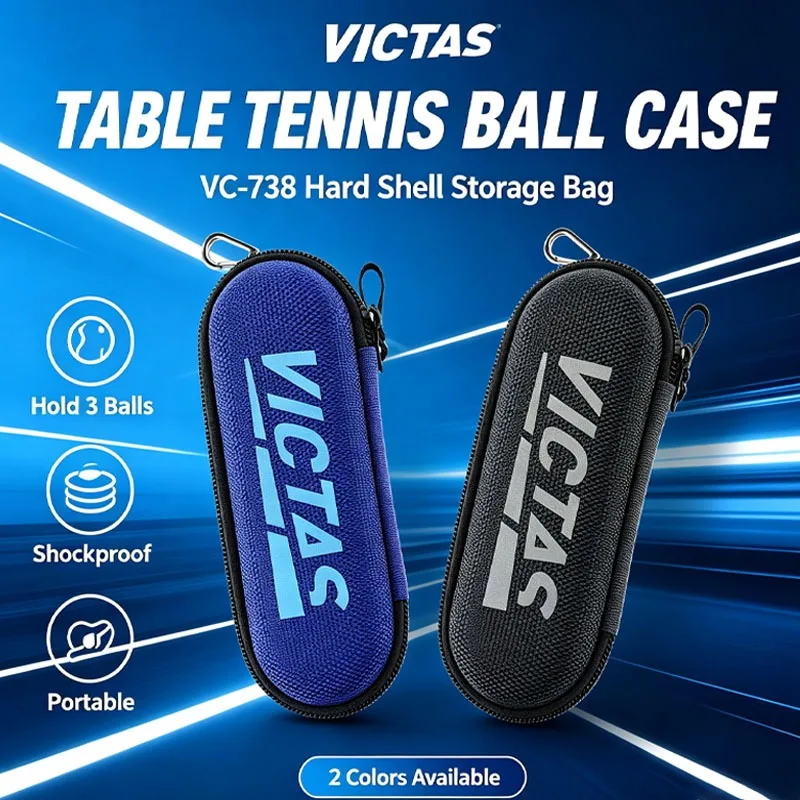 VICTAS Hard Shell Table Tennis Ball Case EVA Shockproof Ping Pong Ball Storage Bag Hold 3 Balls Zipper Pouch Sports Accessories