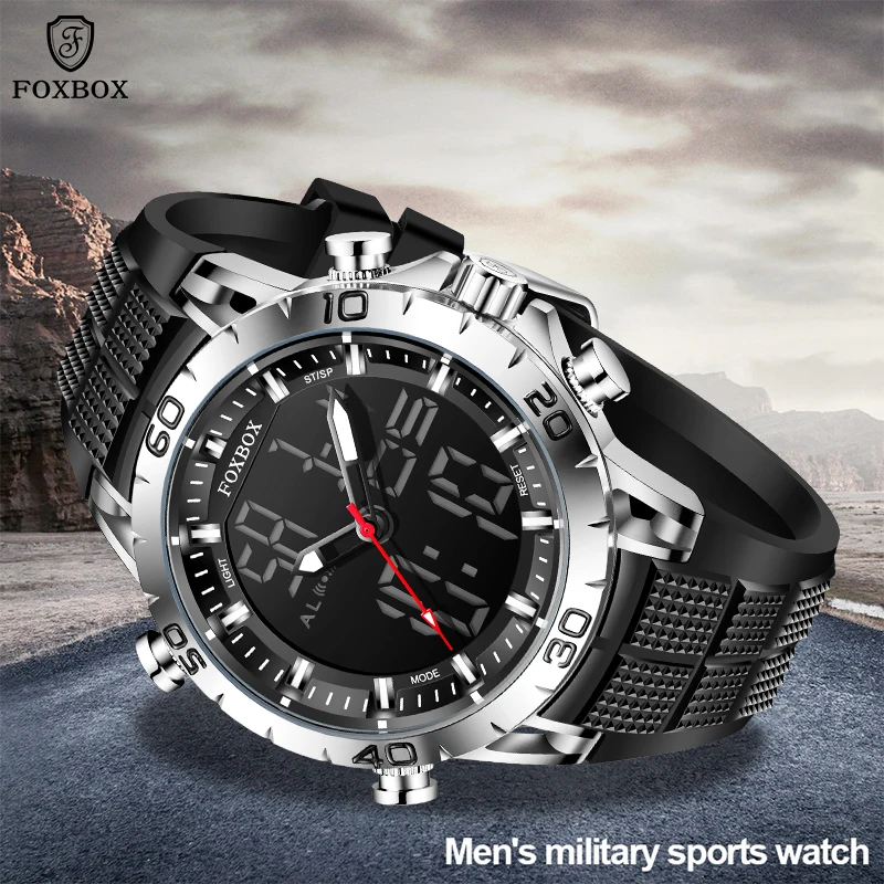 FOXBOX Top Luxury Brand Men's Watches Military Sport Chronograph Fashion Quartz Wristwatch Waterproof Clock Relogio Masculino