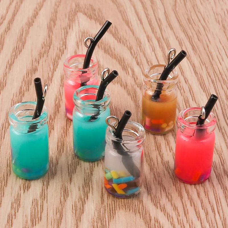 Tusember 10 Stück Glas-Wunschflaschen Bubble-Tea-Anhänger für Ohrringe Armbänder DIY Schlüsselanhänger Anhänger Schmuckherstellung Zubehör – Detail 8