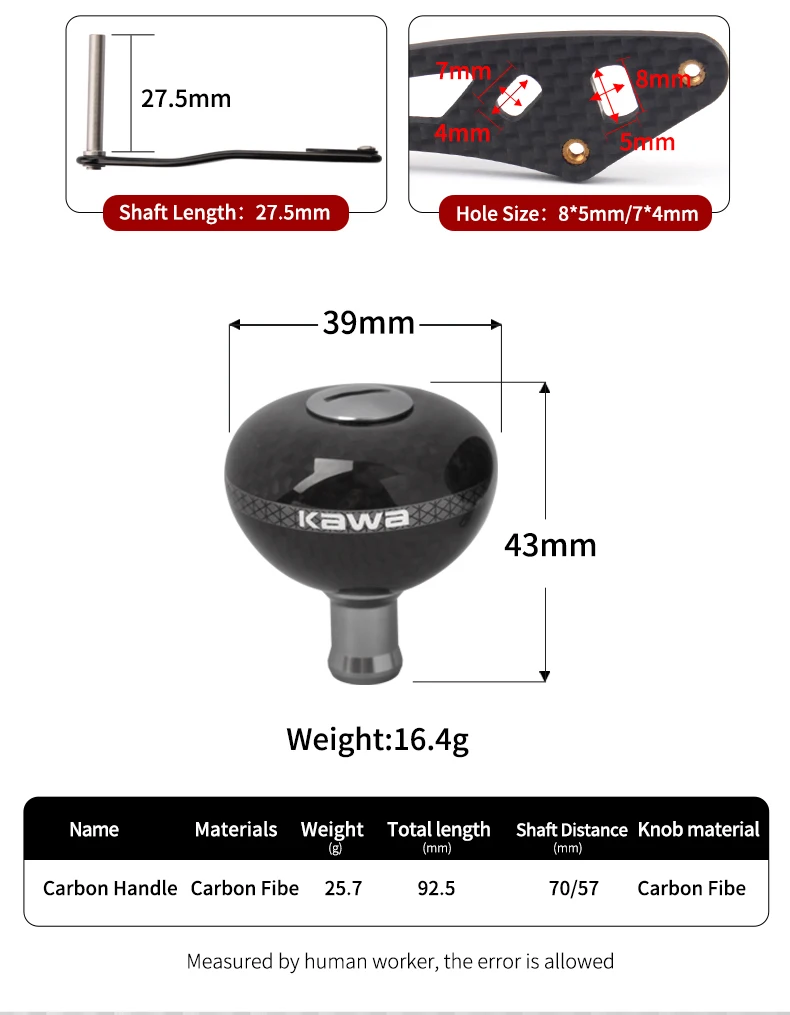 Kawa 1pc Angel rolle Griff Kohle faser Material super leichter Anzug für shi/d/ab Serie Casting Doppel rolle Griff Zubehör – Detail 5