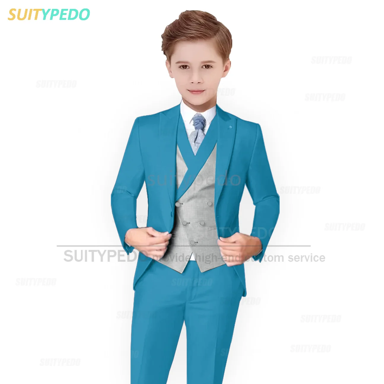 Big Boys Suit Sets Fashion Prom Elegant Blazer Vest Pants 3 Pieces Child Party Formal Outfits Luxury Flower Kids Wedding Tuxedos