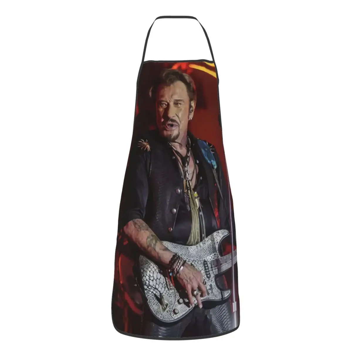 French Singer Johnny Hallyday Apron for Men Women Rock Music Unisex Kitchen Chef Bib Tablier Cuisine Cooking Baking Gardening