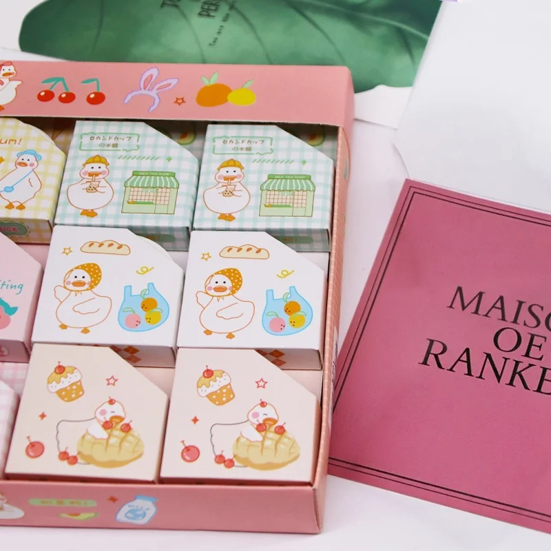 Cute Cartoon Duck Washi Tape Gift Box, Kawaii Duck Pattern Decorative Masking Tape, 15mm Width, DIY Journal Scrapbooking