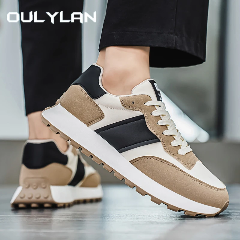 

Oulylan уличная спортивная обувь на шнуровке, мужские повседневные дышащие кроссовки, легкие противоскользящие кроссовки на толстой подошве