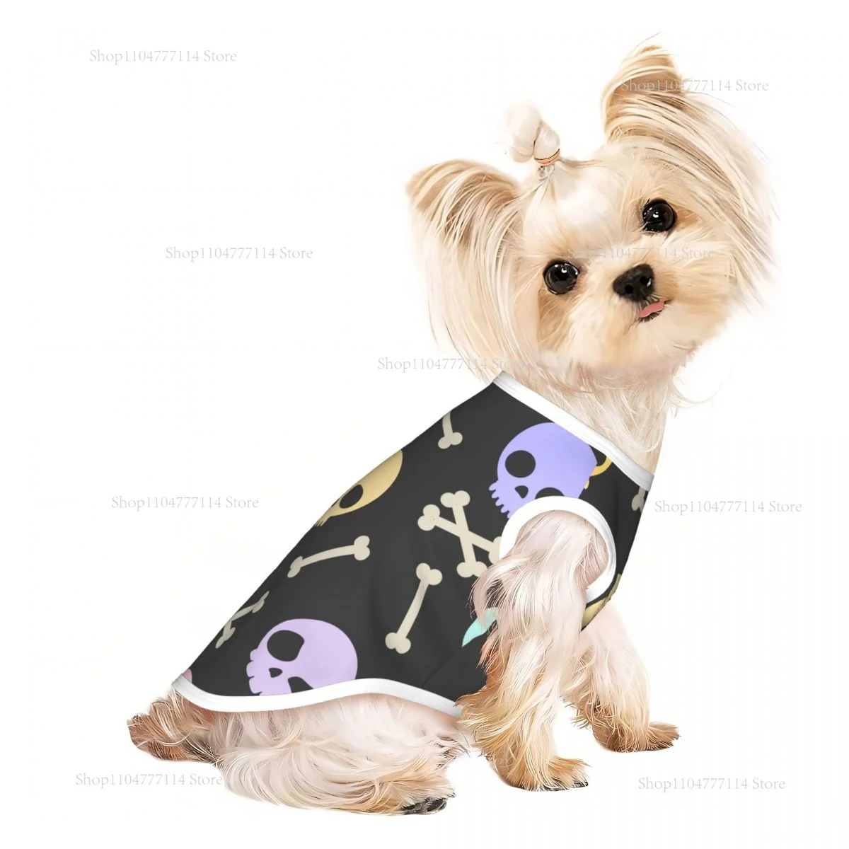 Summer Cat Dog Clothes Breathable Dog Vestes Puppy Cats Vest Chihuahua Cute Cartoon Skull And Bones Pug Sport Shirts