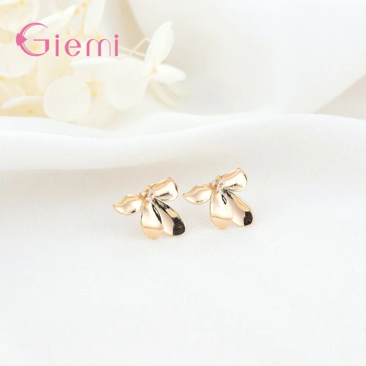 1pair High Quality Fashion Earrings Genuine 925 Sterling Silver Jewelry Exquisite Pansy Shaped Stud Earrings For Women Girls